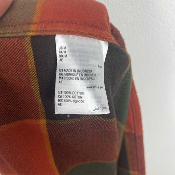 Sun + Stone Mens M  Button Up Flannel Shirt Green Plaid Tartan Oeko Tex Fall NWT - Picture 9 of 10